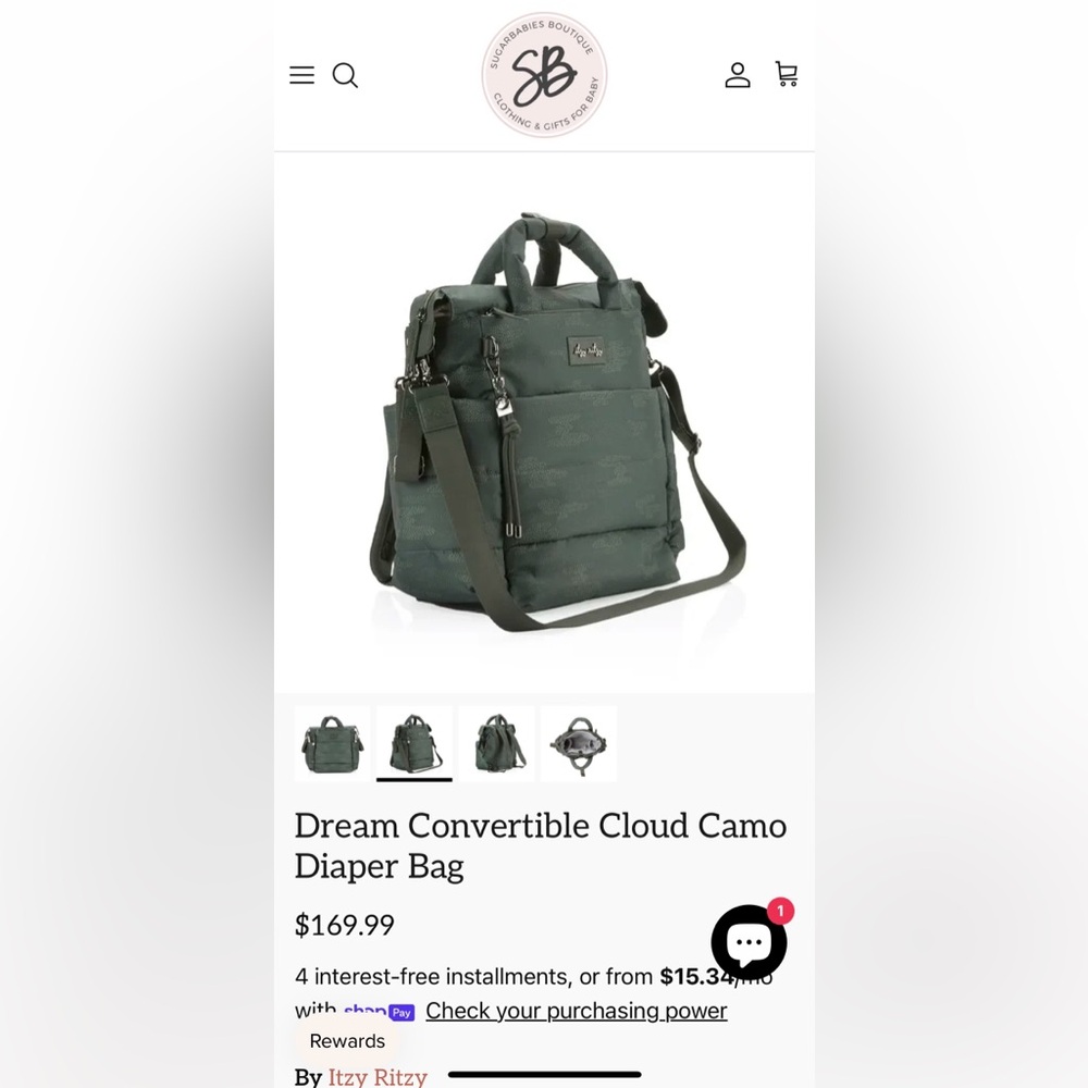 Itzy Ritzy dream convertible backpack. Camo print - Picture 4 of 6